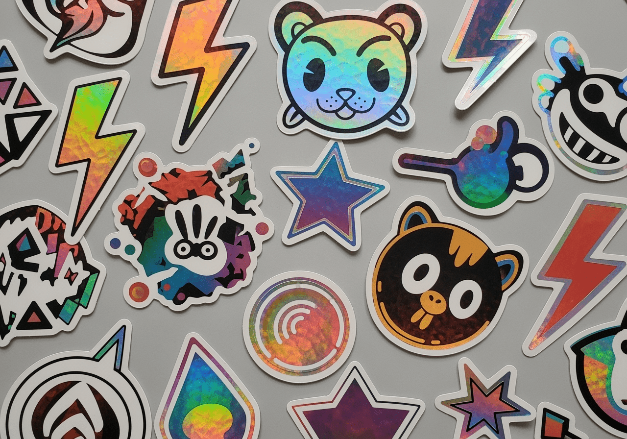 Cut - to - Shape Holographic Stickers – Premium Iridescent Vinyl - Omega Stickers